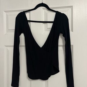 Reformation Black Wrap Top